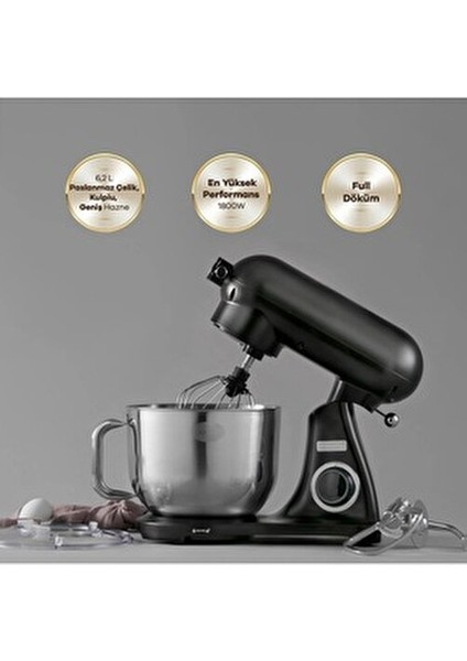 Chef Döküm Stand 1800W 6,2 Lt Mikser Silver Mutfak Şefi