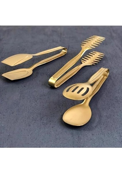 Mat Gold Servis Sunum Makarna Pasta Salata Kek Maşa Seti Takımı 3'lü