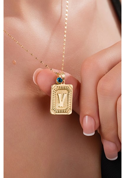 14 Ayar Altın Vintage V Harfli Kolye fiyatları