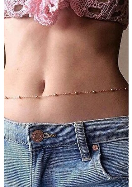 Kadın Altın Made For Belly Küçük Toplu Bel Zinciri Vücut Takısı