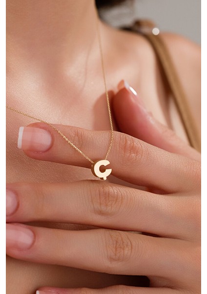 14 Ayar Altın 3 Boyutlu Ç Harfli Kolye fiyatları