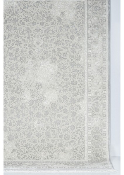 Klasik Medalyon Tasarımlı Pamuk Tabanlı Salon - Oturma Odası Gri Renk Halı modelleri