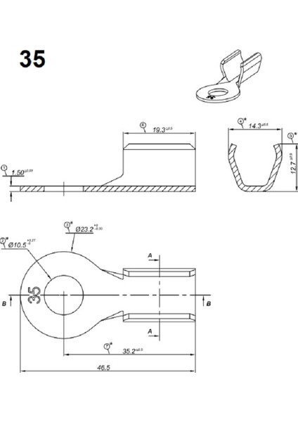 (5 Adet) Mesa Ba 35 Bakır Kablo Ucu Başlık Pabuç Fiş Akü TBA2908 fiyatları