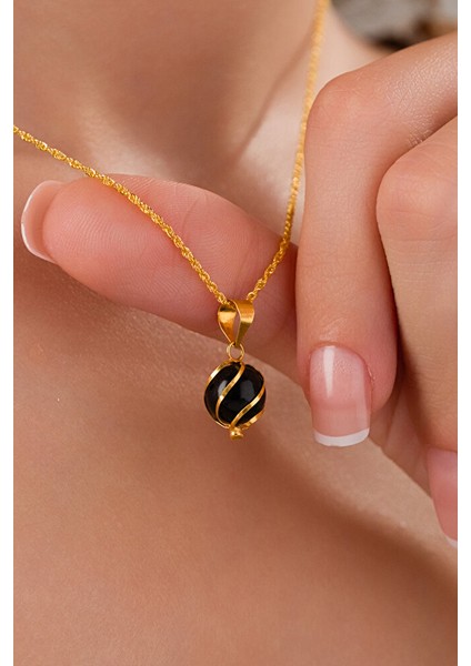 14 Ayar Altın Onix Kafesli Burgu Kolye fiyatları