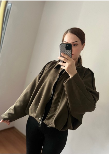 Zr Model Oversize Haki Astarlı Bomber Ceket modelleri