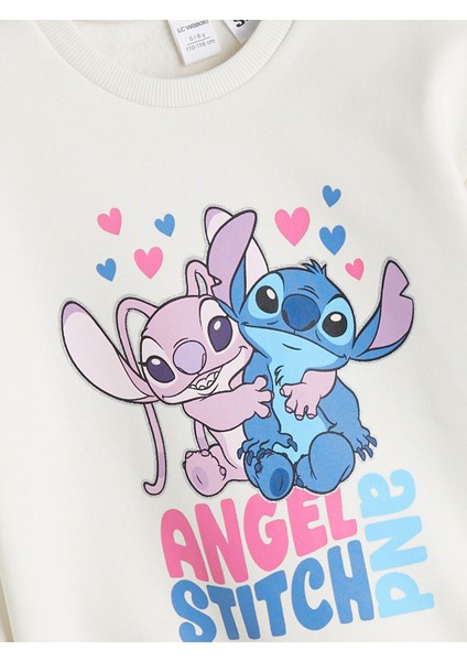 Yeni Sezon Bisiklet Yaka Stitch ve Angel Baskılı Kız Çocuk Sweatshirt fiyatları