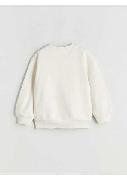 Yeni Sezon Bisiklet Yaka Stitch ve Angel Baskılı Kız Çocuk Sweatshirt fırsatları