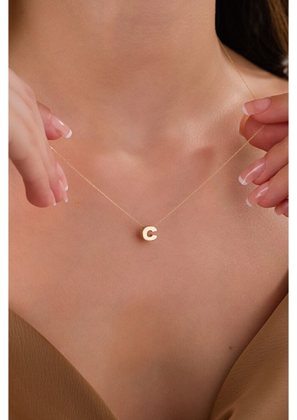 14 Ayar Altın 3 Boyutlu C Harfli Kolye fiyatları