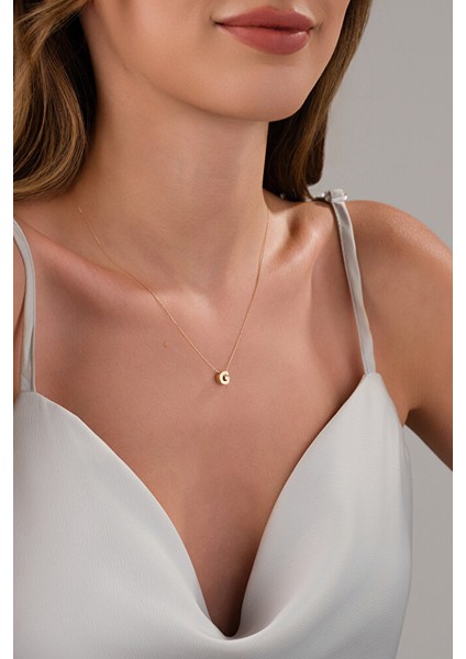 14 Ayar Altın 3 Boyutlu G Harfli Kolye