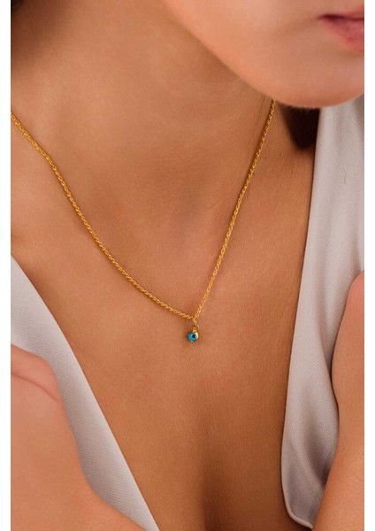 14 Ayar Altın Mavi Gözlü Burgu Kolye fırsatları