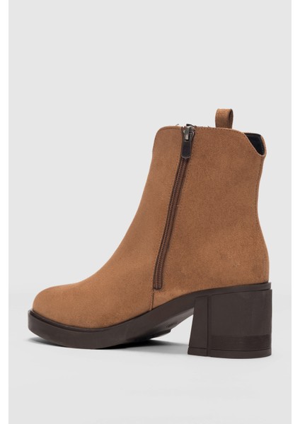 Wony Kalın Topuk Süet Kadın Bot-Taba Süet modelleri