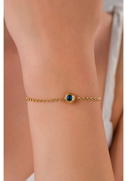 14 Ayar Altın 3 Gözlü Mavi Doç Bileklik fiyatları