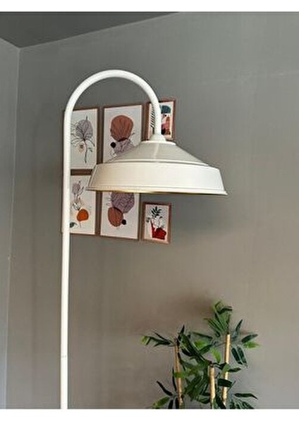 Beyaz Metal Lambader Dekoratif Oturma Odası Çalışma Odası Zemin Lambası Modern Tasarım