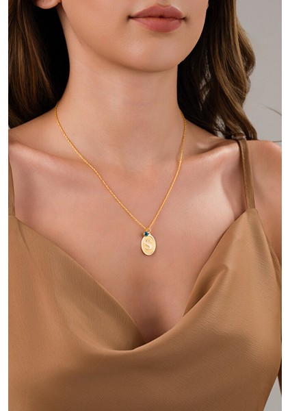 14 Ayar Altın S Harfli Kolye