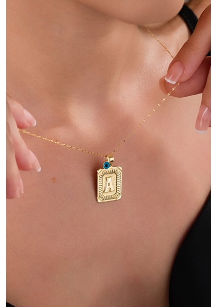 14 Ayar Altın Vintage A Harfli Kolye modelleri