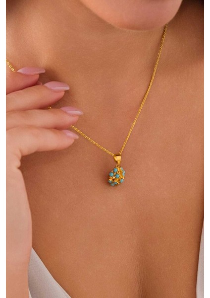 14 Ayar Altın Firuze Piramit Kolye fiyatları