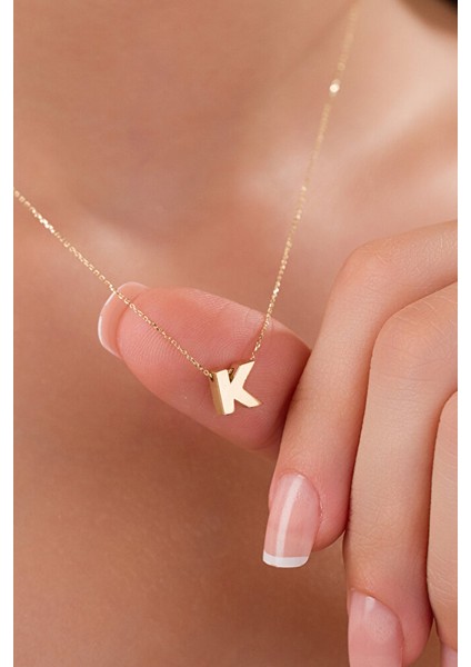 14 Ayar Altın 3 Boyutlu K Harfli Kolye fiyatları