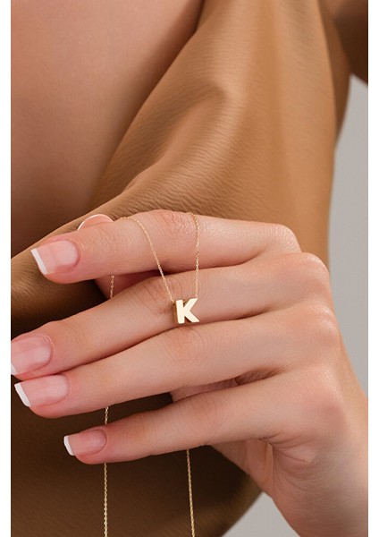 14 Ayar Altın 3 Boyutlu K Harfli Kolye modelleri