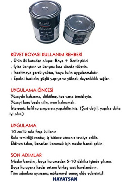 Küvet, Beyaz Eşya, Banyo Boyası-0,75 Lt Sertleştirici 0,25 Lt fiyatları