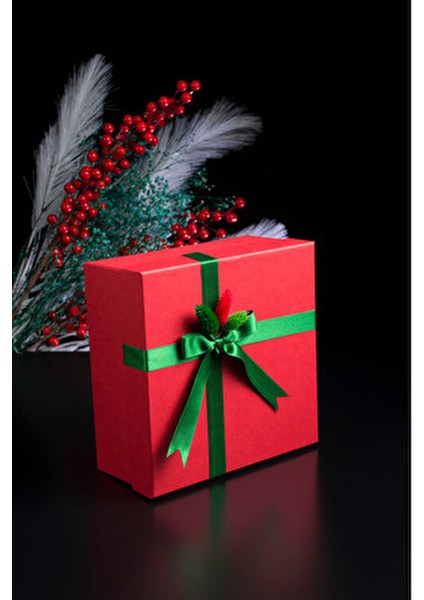 Kırmızı- Kırpık Kağıt - 1. Sınıf Saten Kurdele- Kuru Çiçek Süsleme - Yılbaşı