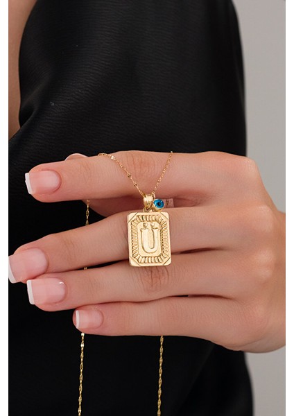 14 Ayar Altın Vintage Ü Harfli Kolye modelleri