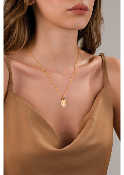 14 Ayar Altın Y Harfli Kolye