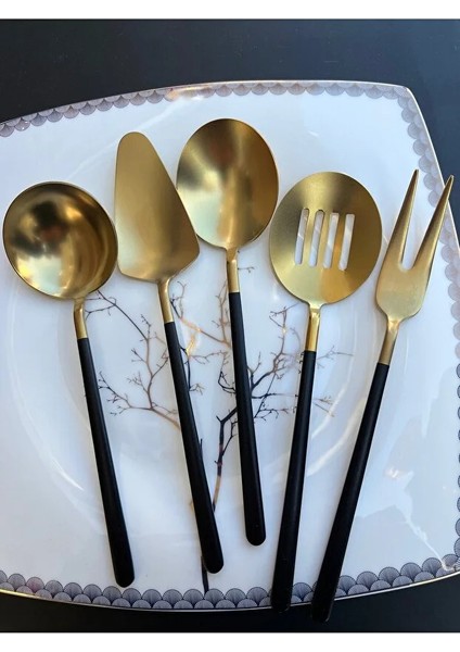 Siyah Mat Gold 8 Parça Masa Sos Servis Seti