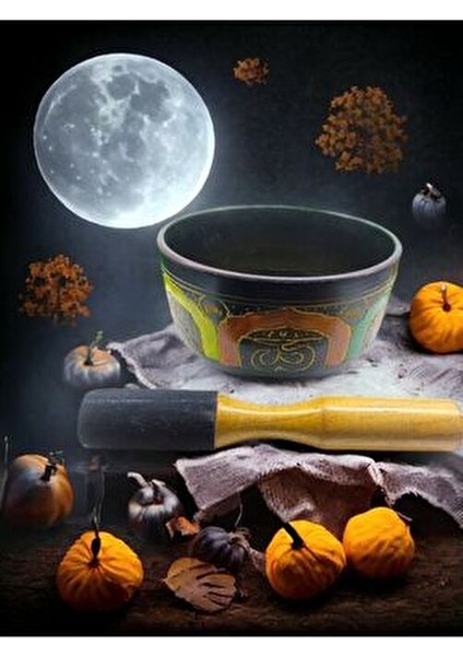 Cadılar Bayramına Özel Meditasyon Çanı Yoga Çanı Tibet Çanağı 16 cm