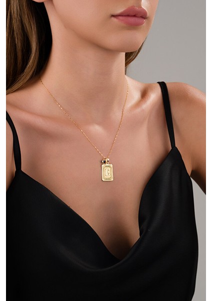 14 Ayar Altın Vintage E Harfli Kolye