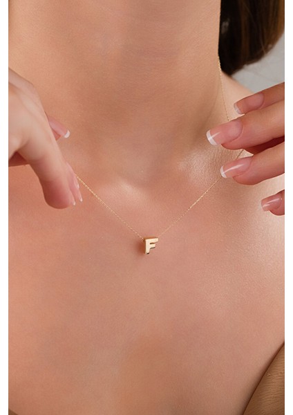 14 Ayar Altın 3 Boyutlu F Harfli Kolye fiyatları