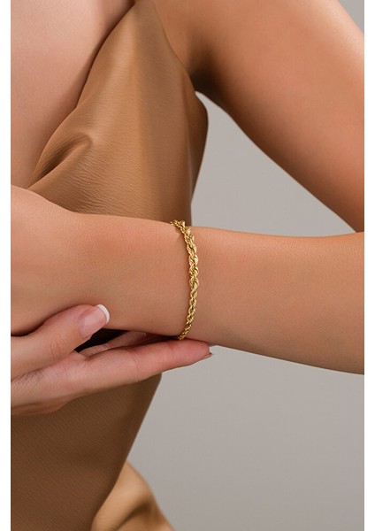 14 Ayar Altın Süzme Model Burgu Bileklik