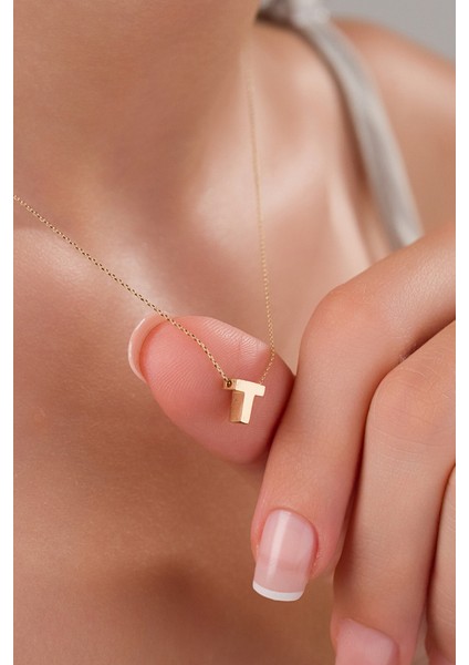 14 Ayar Altın 3 Boyutlu T Harfli Kolye fiyatları