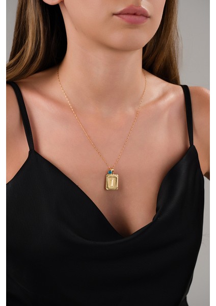 14 Ayar Altın Vintage I Harfli Kolye