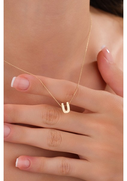 14 Ayar Altın 3 Boyutlu Ü Harfli Kolye fiyatları