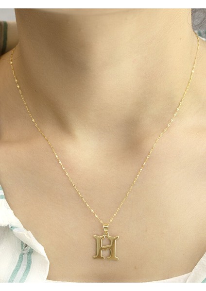 14 Ayar Altın Şirin H Harfli Kolye