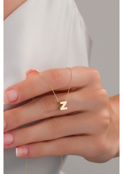 14 Ayar Altın 3 Boyutlu Z Harfli Kolye modelleri