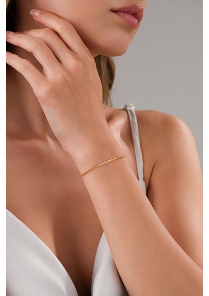 14 Ayar Altın Zarif Küpküp Bileklik