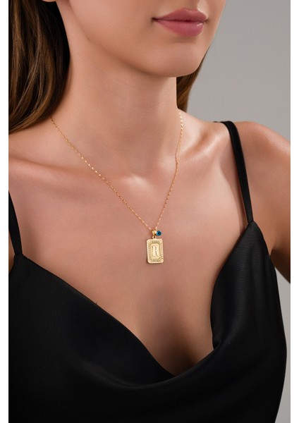 14 Ayar Altın Vintage R Harfli Kolye