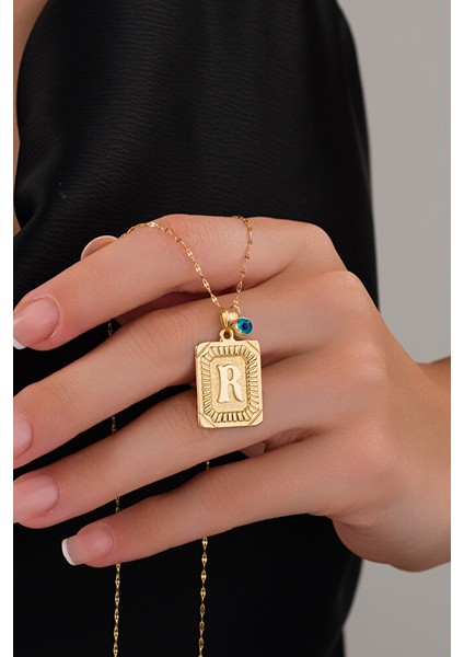 14 Ayar Altın Vintage R Harfli Kolye modelleri