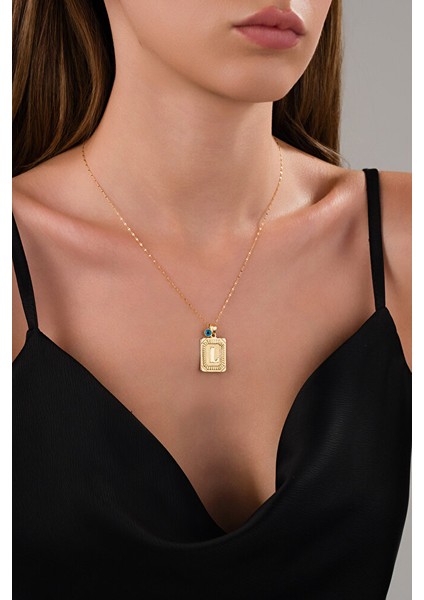 14 Ayar Altın Vintage L Harfli Kolye