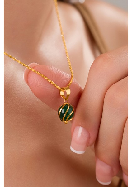 14 Ayar Altın Zümrüt Kafesli Burgu Kolye fiyatları