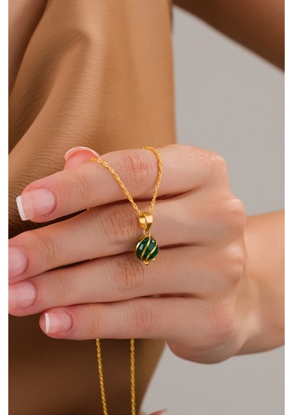 14 Ayar Altın Zümrüt Kafesli Burgu Kolye modelleri