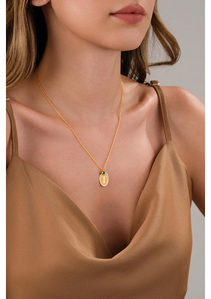 14 Ayar Altın T Harfli Kolye