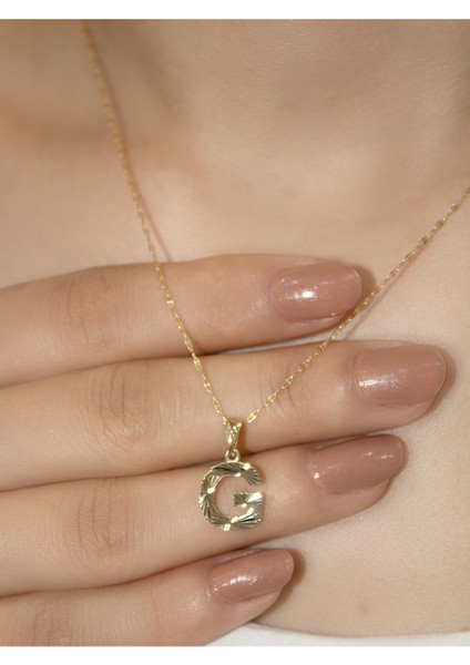 14 Ayar Altın Küçük Füzyon G Harfli Kolye modelleri