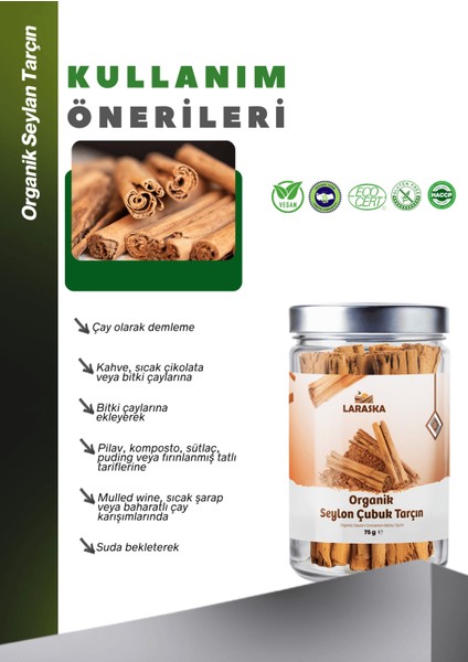 Organik Seylon - Seylan Çubuk Tarçın 75G- Organic Ceylon Cinnamon Sticks 75G Cam modelleri
