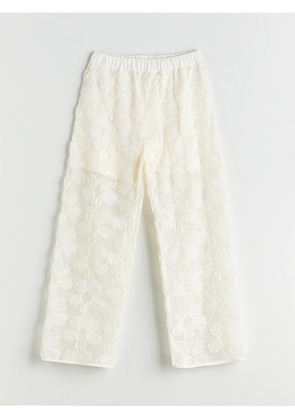 Yeni Sezon Beli Lastikli Çiçekli Kız Çocuk Pantolon