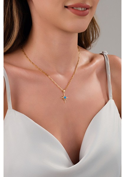 14 Ayar Altın Ataç Kuzey Yıldızı Kolye