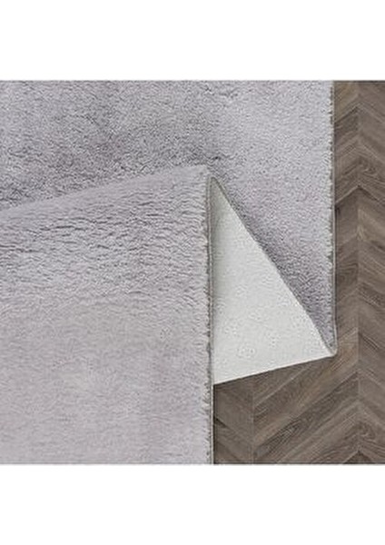 Yıkanabilir Kaymaz Tabanlı Peluş Banyo Paspası Üçlü Takım Gri Düz Desenli fiyatları