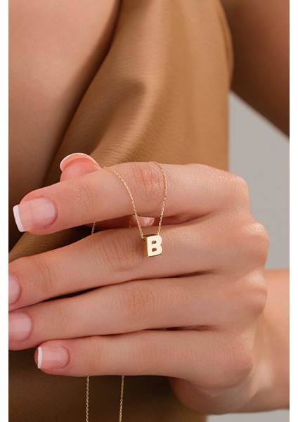 14 Ayar Altın 3 Boyutlu B Harfli Kolye modelleri