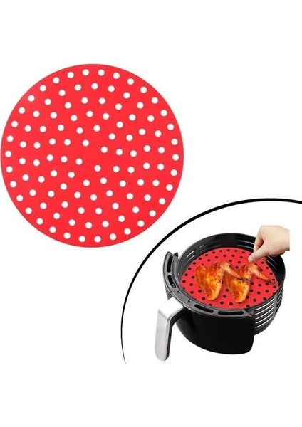 Buffer® Renkli Isıya Dayanıklı Yıkanılabilir Silikon Fırın ve Airfryer Yuvarlak Pişirme Matı 20 cm